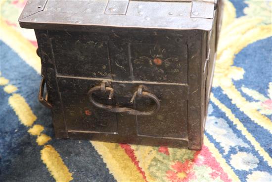 An 18th century German Armada chest, W.2ft 5in. D.1ft 4in. H.1ft 2in.